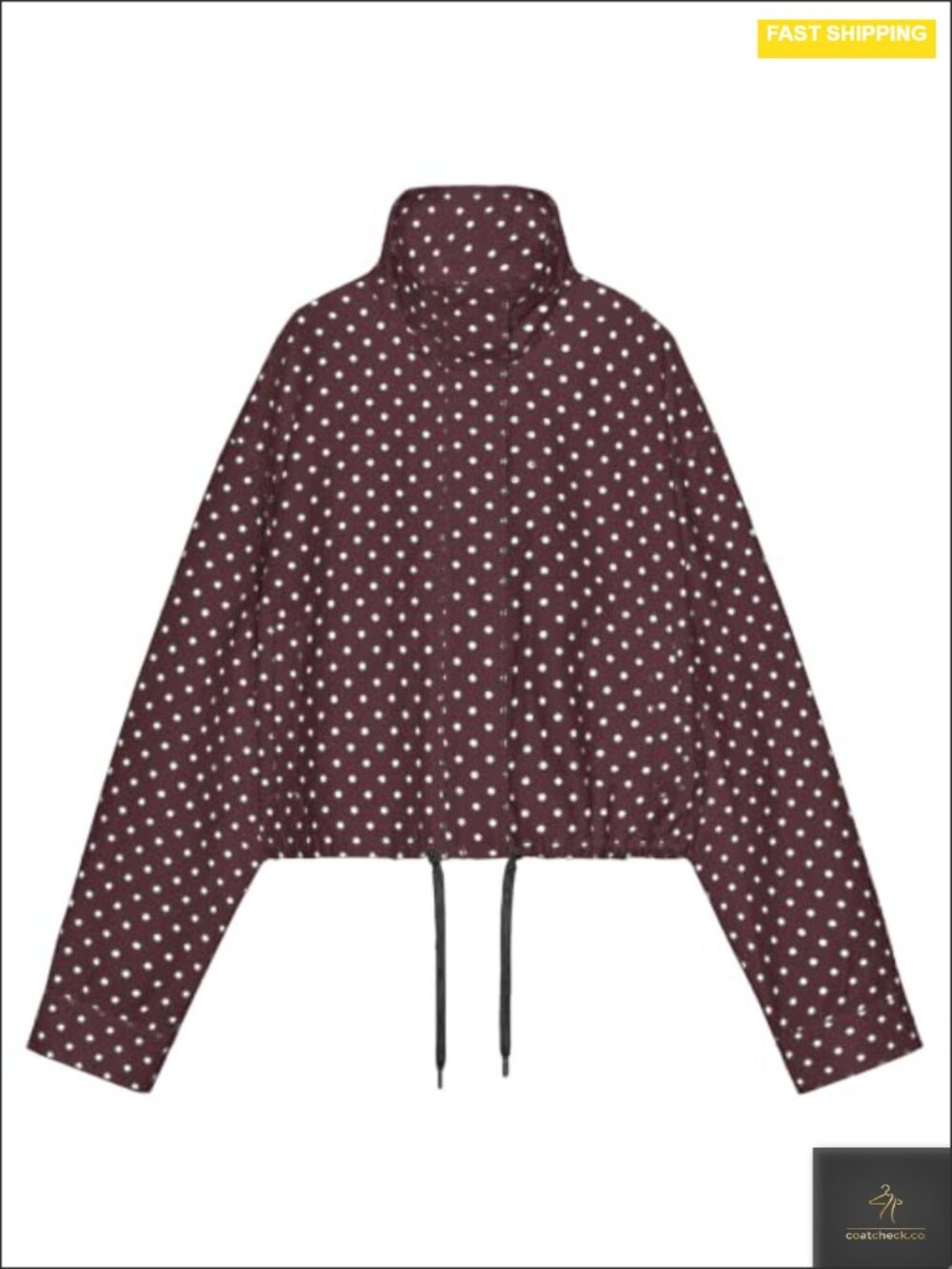 Women Lightweight Cropped Bomber Jacket Zip Up Polka Dot Long Sleeve